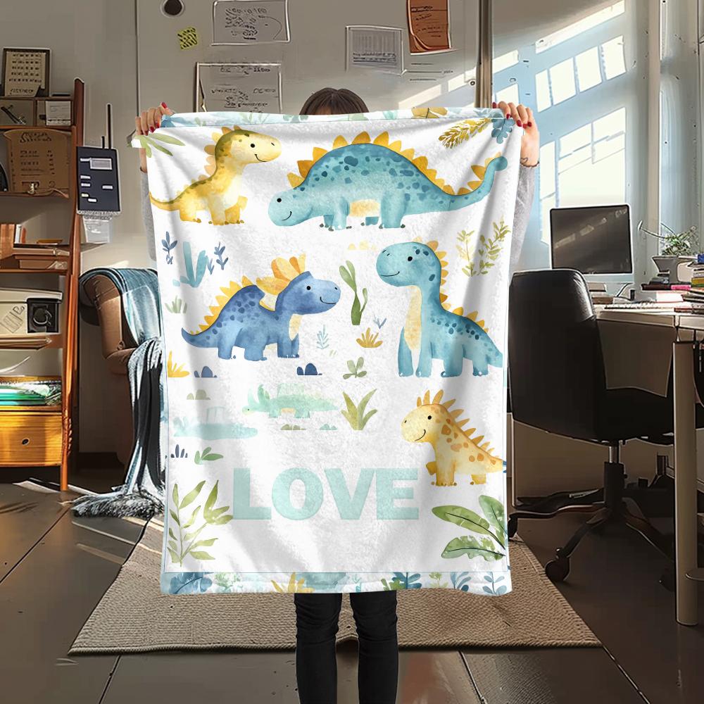 Dinosaur Dog Black Cat Print Flannel Blanket,High quality Comfortable for All Seasons,Home Decor,Warmth and Comfort,Perfect for Christmas Gifts