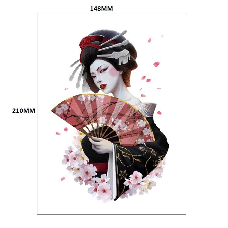 Traditionelle schöne Frau Charakter Tränen Geisha Farbe Wasser Transfer Blume Arm Anti-Real Tattoo Aufkleber Tattoo