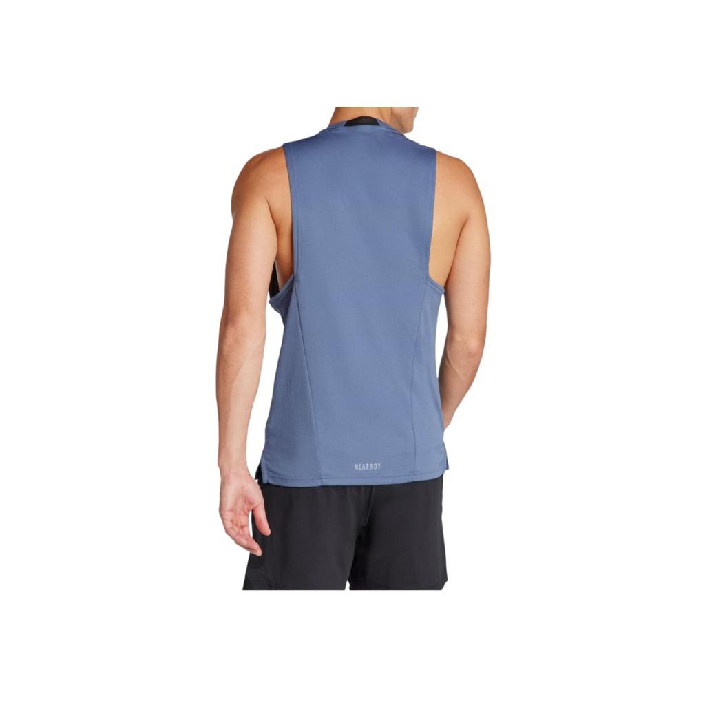 Adidas Heat.Rdy Logo Loose Moisture-Wicking Round Neck Sleeveless Tank Top Men Tops Blue IS3713
