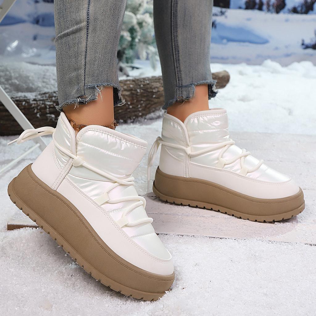 Snow Boots Women's New 2025 Autumn and Winter Cotton Shoes Warm Cloth Velvet Medium Help Small Man Thick Sole Inner Height Increase Shoes