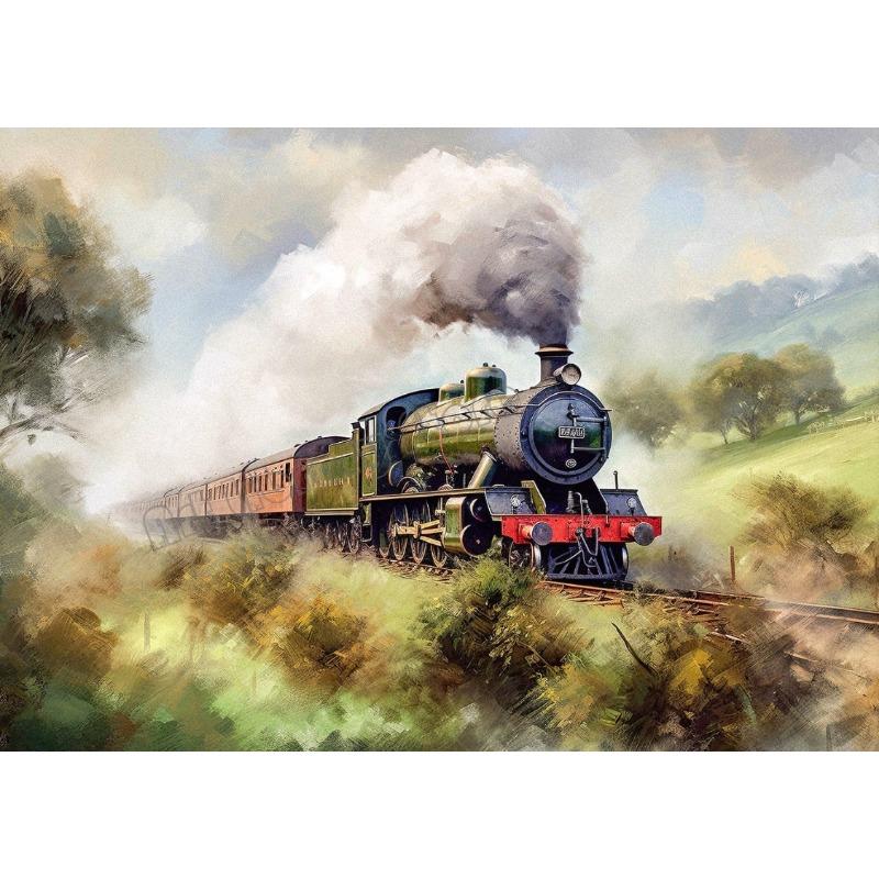 Watercolor Vintage Steam Train Railroad Locomotives Mountain Landscape Poster Canvas Painting Wall Art Pictures Home Decor
