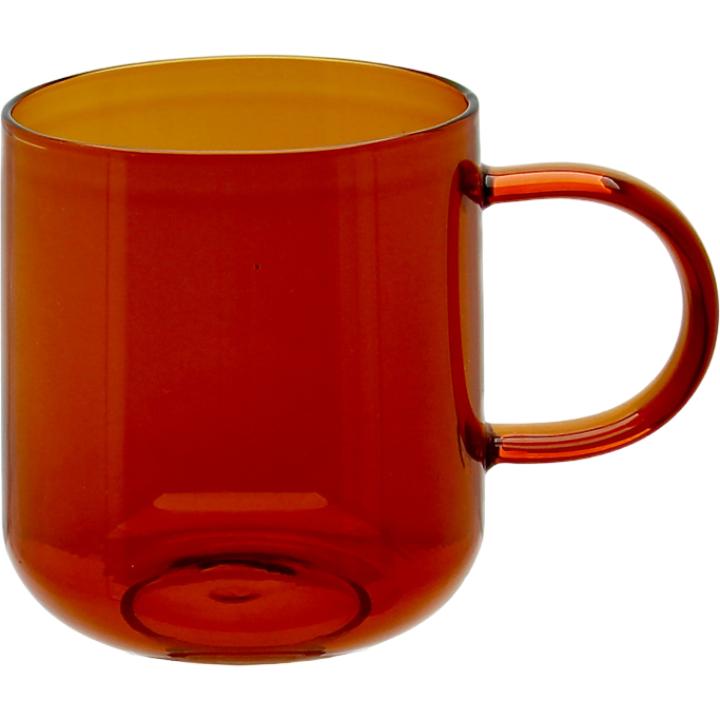 GLASS MUG FOR COFFEE AND TEA 310 Ml. 8.7 Cm AMBER