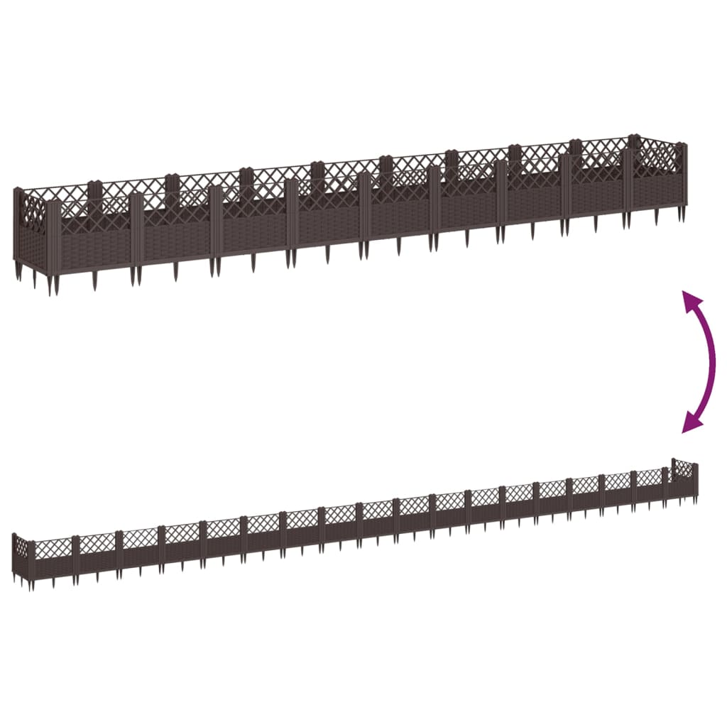 Plant Box with Ground Spikes Brown 363.5 X 43.5 X 43.5 Cm PP