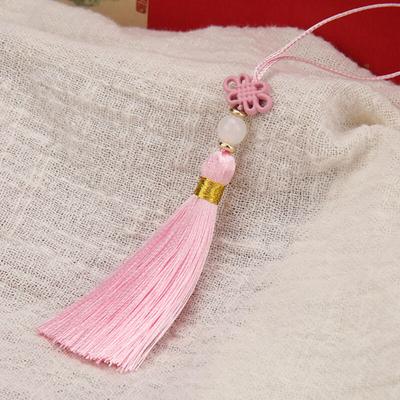 Přívěsek na klíče Norigae, držák na klíče s tradičním uzlem, ozdoba s třásní pro Hanbok, bílý přívěsek
