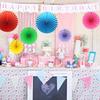12 Pieces Colourful Hanging Paper Fan Decoration, Round Pattern Paper Garland Set for Party Birthday Wedding Accessories