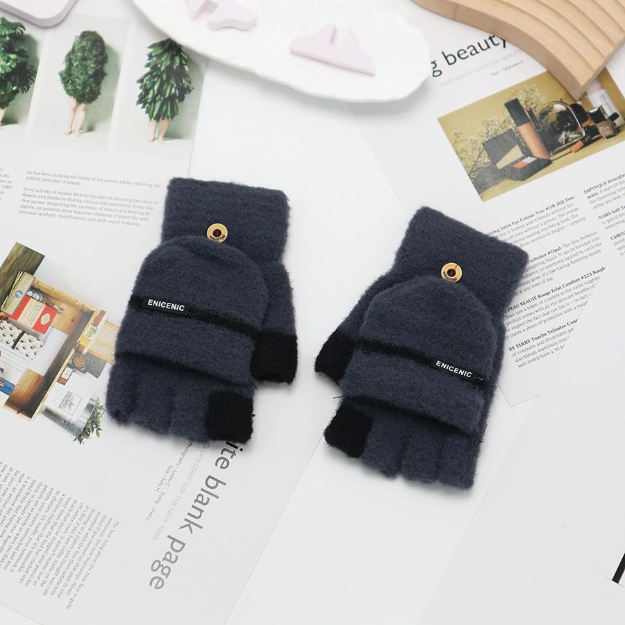 Zimní bezprsté rukavice s odklápěcím vrškem v korejském stylu - Unisex, kreslený design, kompatibilní s dotykovou obrazovkou, ideální pro psaní a ťukání