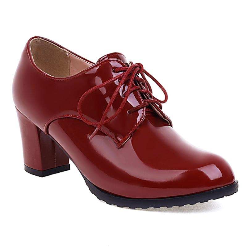 

Elegant Women s High Heels Loafer Shoes New 2025 Lace-up Black Green Red Heeled Party Footwear Office Shoes Female Spring 39 вина червоного кольору