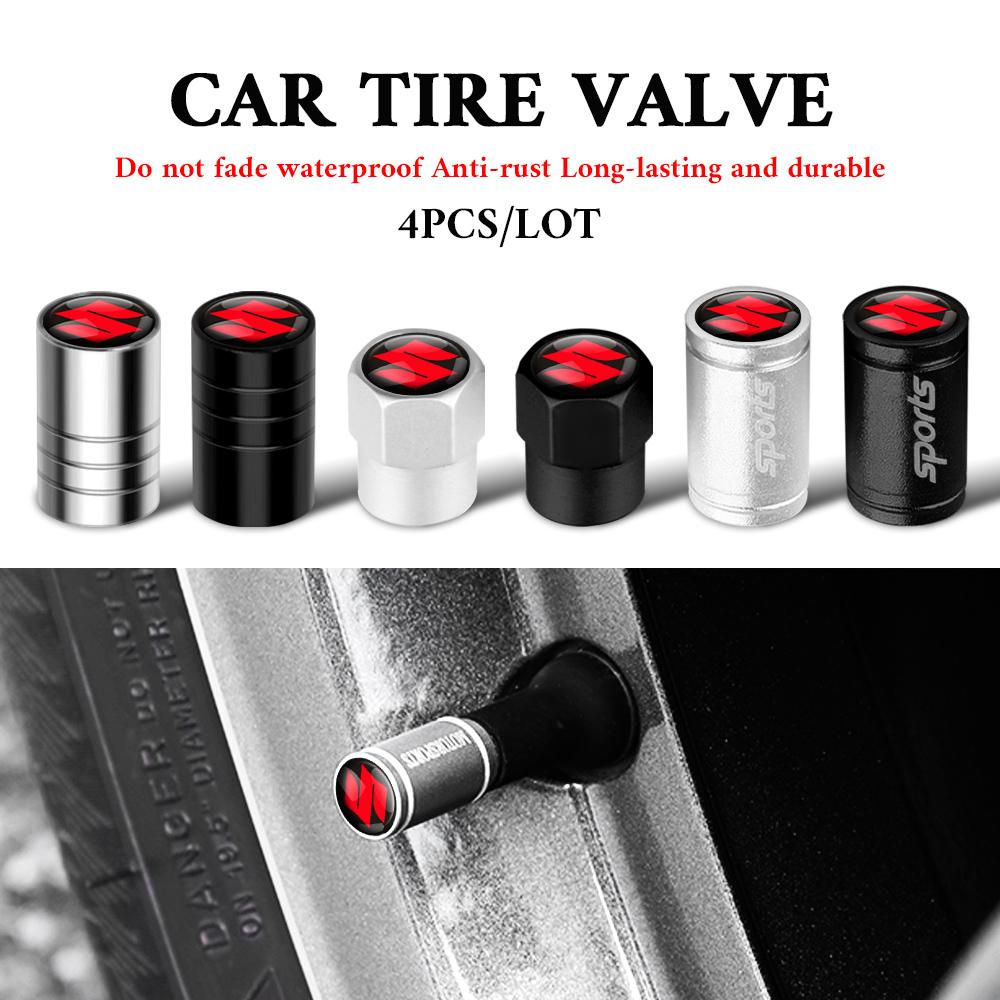 4pcs Car Aluminum Styling Emblem Wheel Tire Valve Stem Air Caps For Suzuki Swift Sport Vitara Jimny SX4 Alto Splash Wagon Baleno