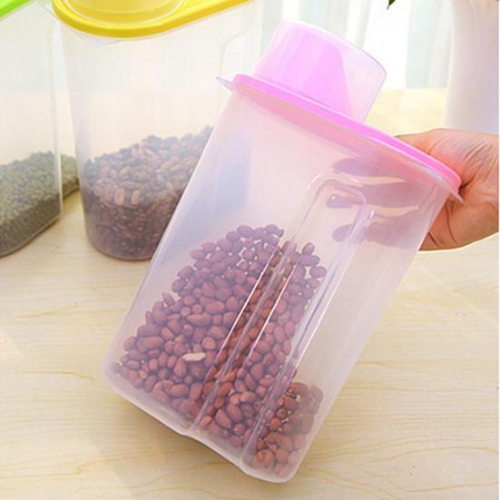 Cereal Storage Box with Lid Measuring Cup Plastic 1.9/2.5L Food Storage Dispenser for Cereals