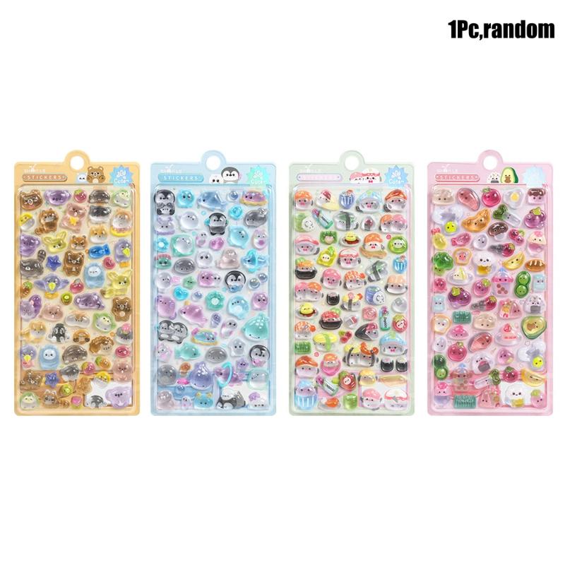 

1Pc Cute 3D Relief Stickers Aesthetic Stickers Cartoon Gourmet Animals Creative Stickers Diy Decoration Stickers A3