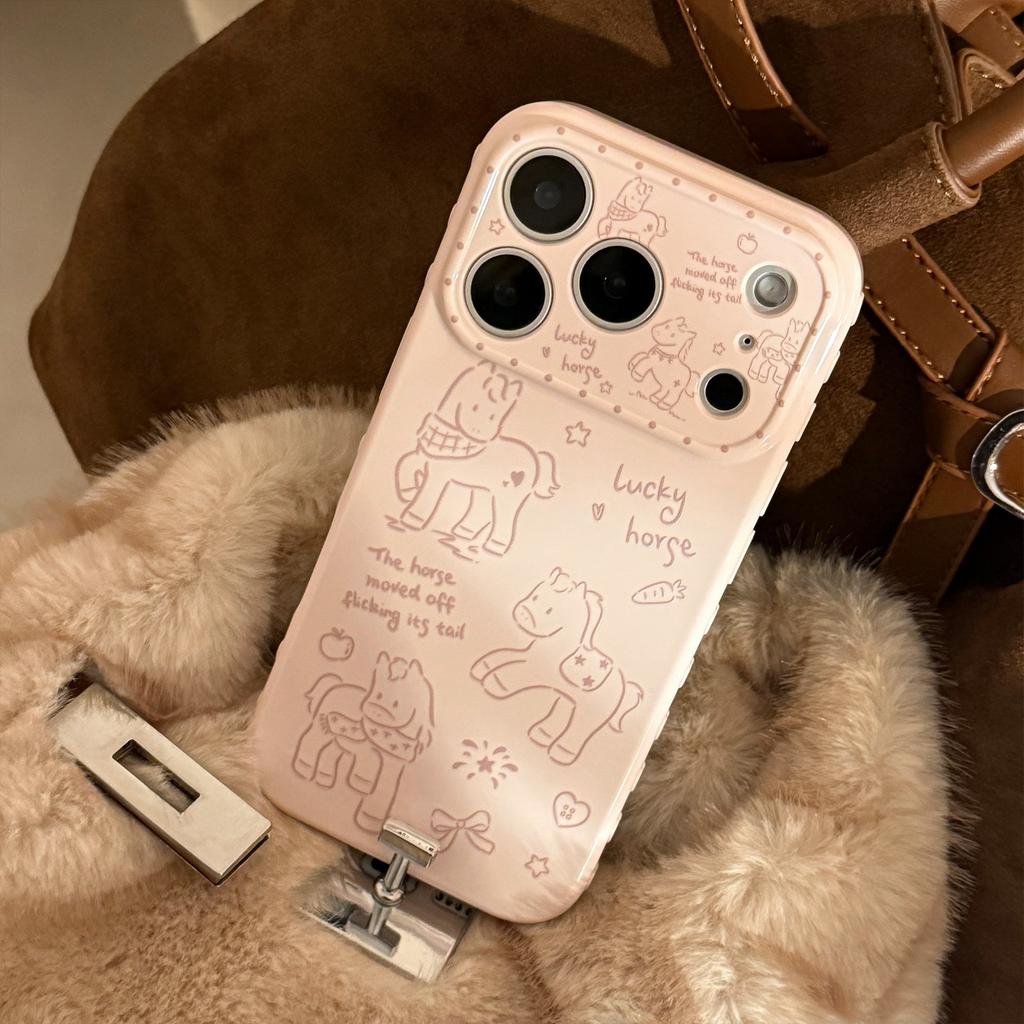 Line Pony is suitable for Apple 17 phone case, iPhone 16 Pro Max, simple New Year 13 soft case 1511