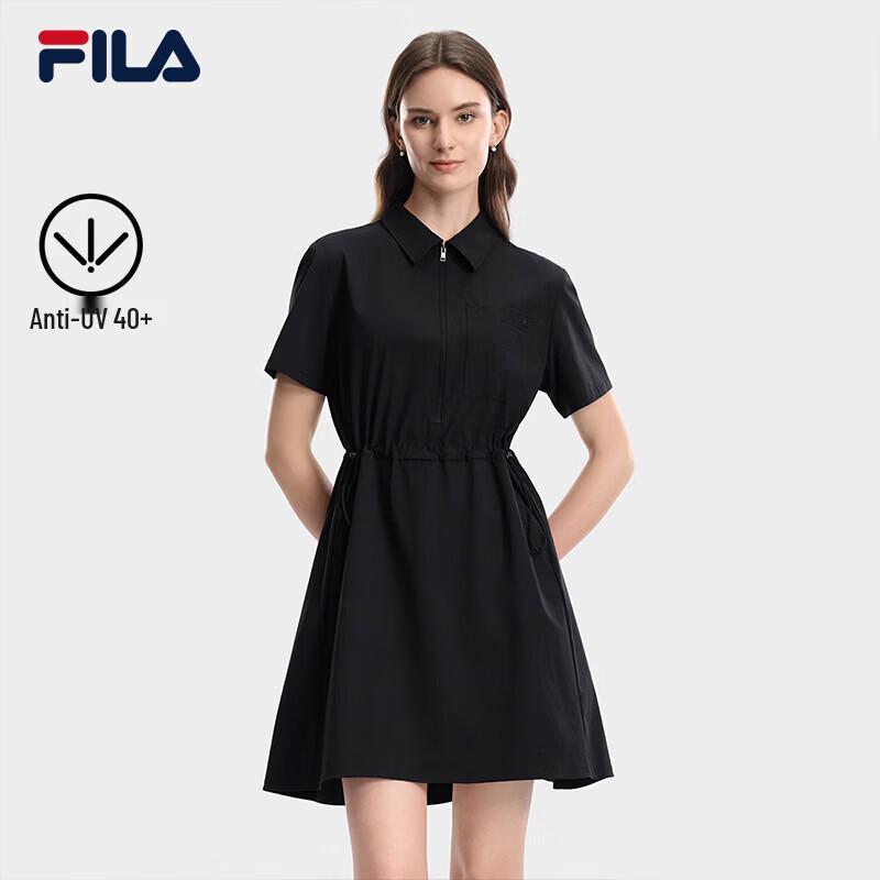 FILA Women s Woven Short-Sleeve Polo Dress S чёрный