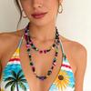 Original Summer Bohemian Color Multi-Layer Shell Glass Crystal Beads Long Sweater Chain Women'S Necklace