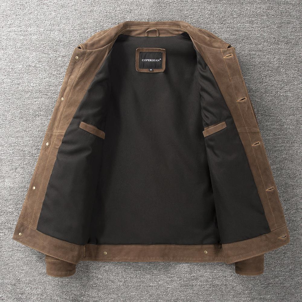 Vintage Blue Genuine Cow Men Leather Jacket  507 Style Slim Fit Coat Men's Leather Jackets Male Clothes Spring Autumn