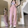 New Gray Casual Sports Pants for Women In Autumn and Summer Draped Straight Long Pants Small-sized Design Trousers