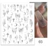 1PCS Black White Butterfly Laser Nail Stickers Nail Art Decoration Abstract Lines Bronzing Flowers Stickers For Nails