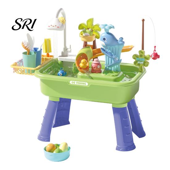 Boys Girls Water Toy Toddlers Sand And Table Toy, with Faucet, Play Food Accessories, Fishing Kitchen Sink Electric Pump for Boys, Activity