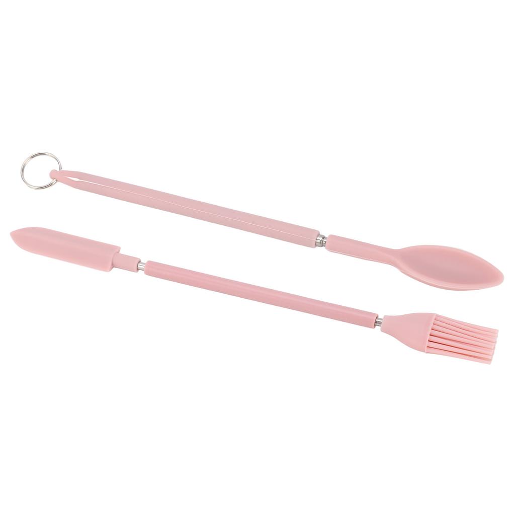 Telescopic Silicone Spatula Pink Reusable Jar Scraper Retractable Mini Makeup Spatula Spoon Set for Cosmetics