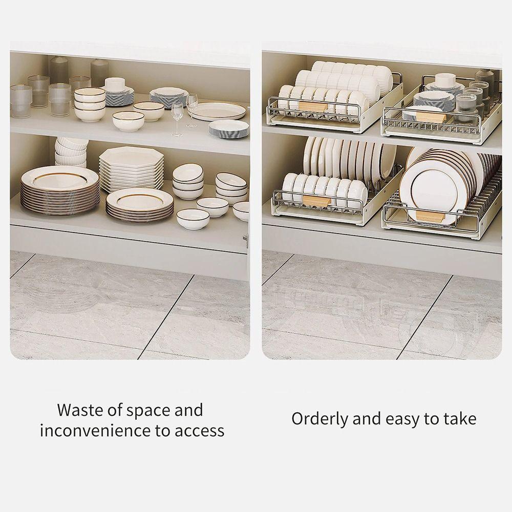 Punch-free Bowl Dish Storage Shelf Stainless Steel Drawer Organizer New Spice Rack  Dish