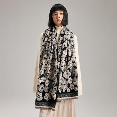 Serie Floreale Atmosfera Elegante Moda Semplice Per il Pendolarismo Per Uscire Per Tenersi Caldi Sciarpa Scialle in Imitazione Cashmere Donna