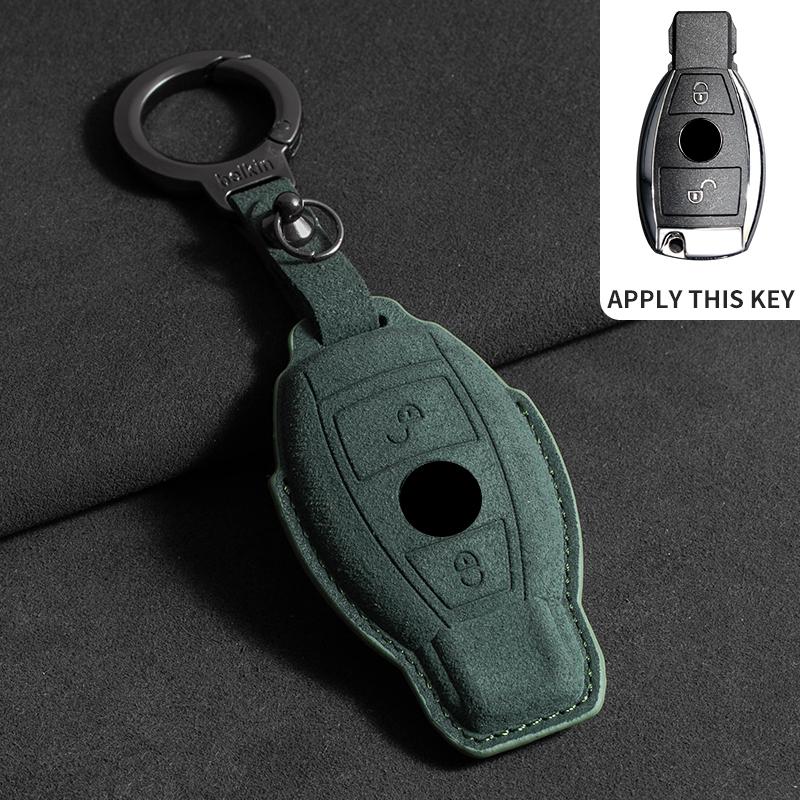 Suede Car Key Case Cover Shell for Mercedes Benz A C E S G Class W177 W205 W213 W222 X167 Amg Glc Cle Cla Glb Gls Car Key Bag