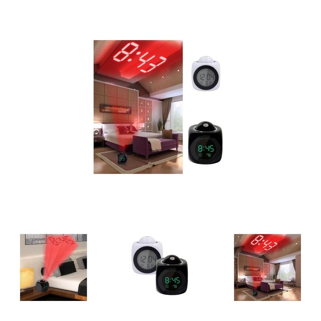 Classic Digital Alarm Clock Multifunction With Voice Talking And Bright Led Projection Temperature Display