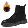 Fashion mens casual stage nightclub cow suede leather boots black trendy autumn winter shoes cowboy platform boot high motorcycle botas