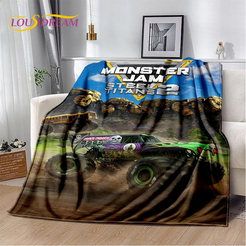 Monster Truck 3D Monster Jam Cartoon Soft Blankets,Keep Warm Throw Blanket Comfortable Blanket for Picnic Beds Sofa Home Bedroom