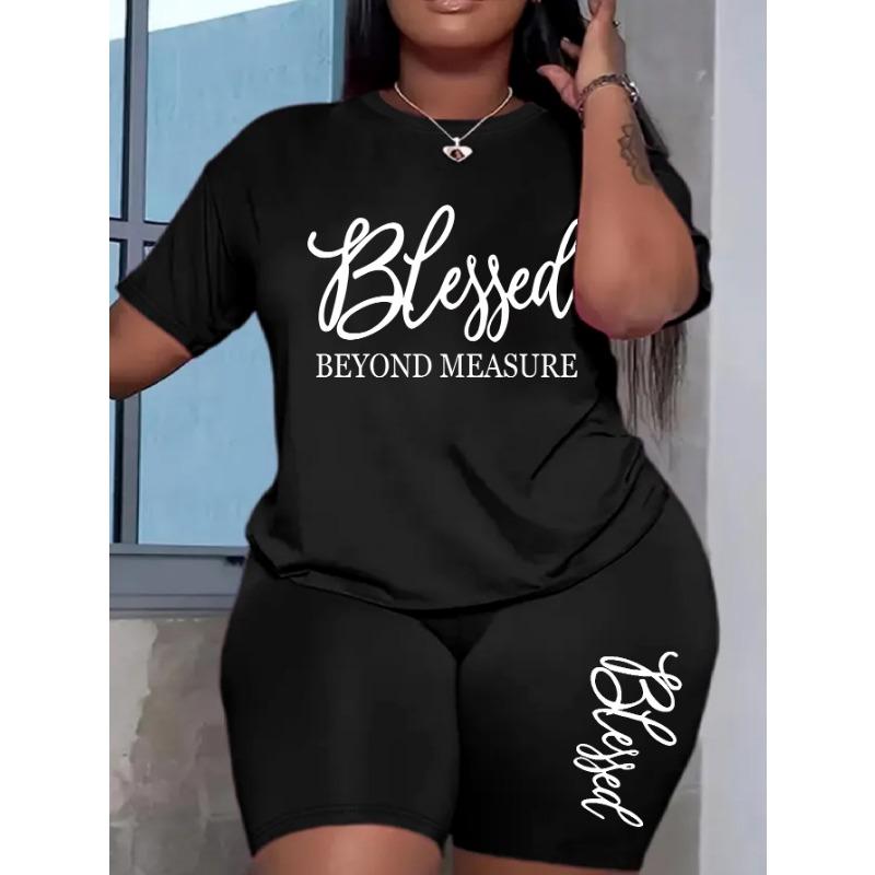 Sets for Women Summer 2 Pieces Blessed Printed Offers and Liquidation Everything Cheap Elegant Women's Sets Short Sets