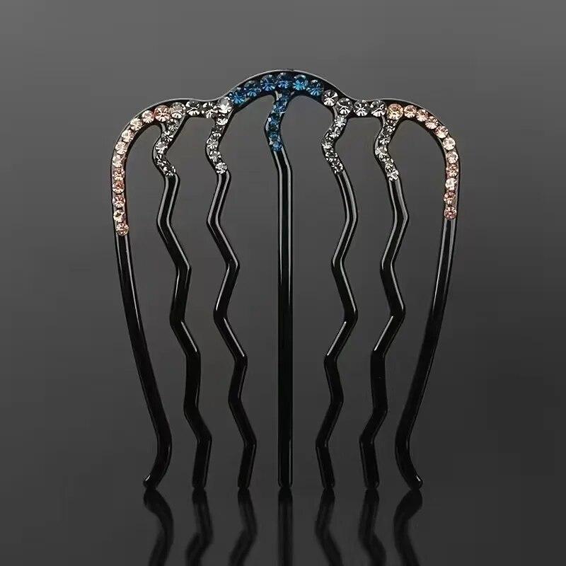 

Расческа для плетения волос со стразами, заколки для волос с кристаллами, женские булочки для девочек, корейская мода, держатель для хвоста, аксессуары, головной убор