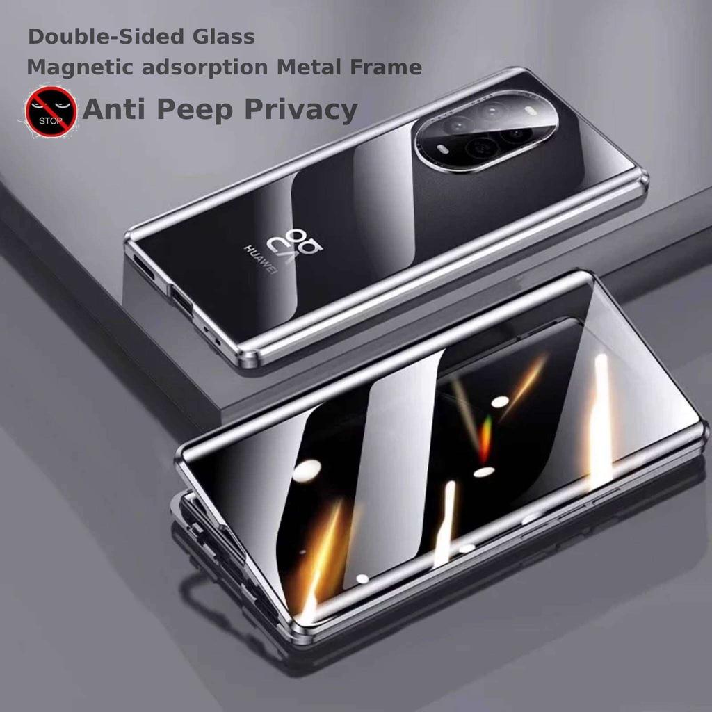 Anti Peeping Case for Huawei Nova 14 Ultra 15 13 Pro, Double Sided Tempered Glass,Metal Frame with Lens Protector Phone Bumpers