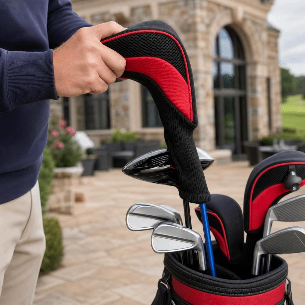 3pcs Mesh Surface Golf Club Covers Long Neck Design Driver Cover Head Covers Set Golf Accessories
