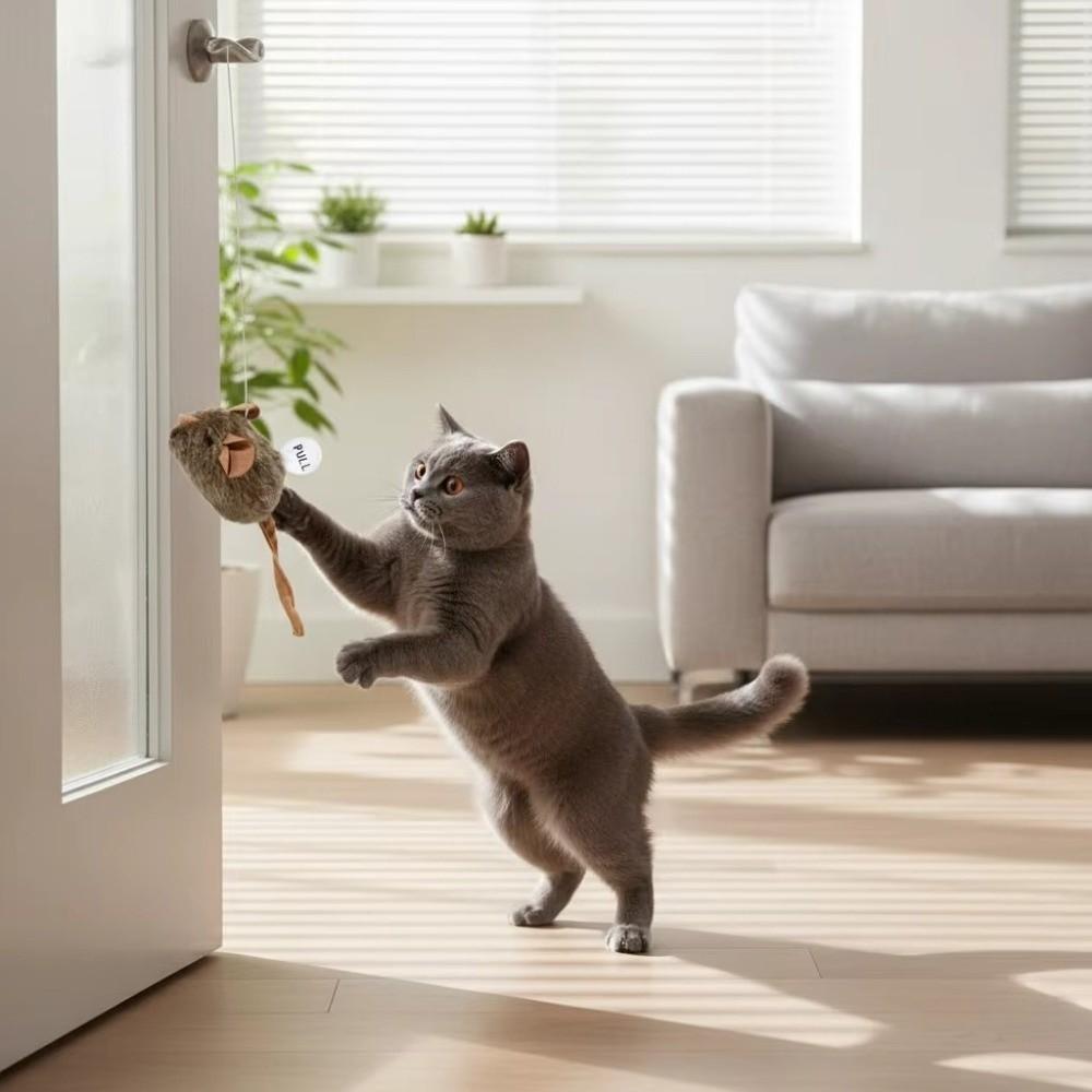 2PCS Bite-resistant Simulation Mouse Toy Automatic Squeaky Cat Teaser Wand Cat Exercise