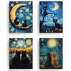 Black Cat Under The Sky Starry Night Series Theme Canvas Printing Fashion Populars Colors Mural Studio Home Decoration Art Gifts