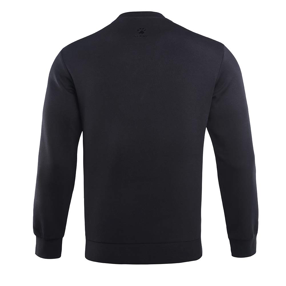Kelme Men's Fleece Pullover Sweatshirt, Crew Neck, Logo, Stylish, Casual (Black, Size Small)