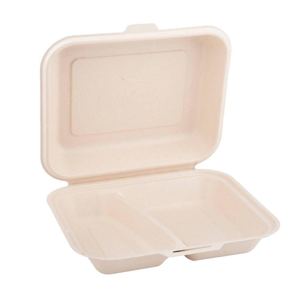 Menubox Z Trzciny Cukrowej Dwudzielny, Dwuwarstwowy 1500 Ml, 24,1 X 21 X 4 Cm 50 Szt.