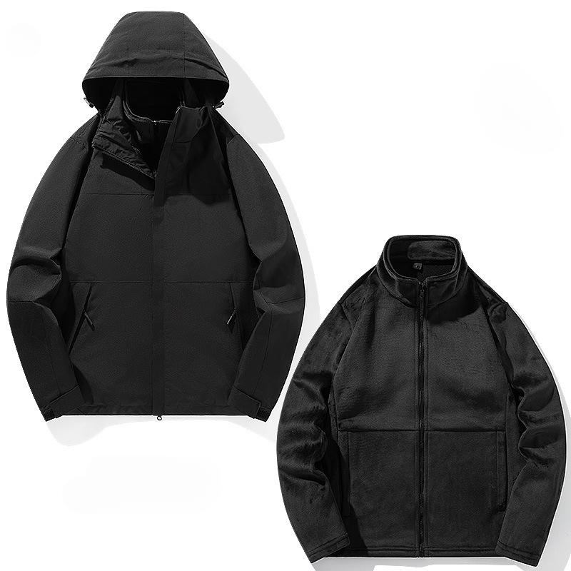 Winter Three-in-one Stormtrooper Men's and Women's Color Contrast Waterproof Windproof Leisure Plus Two Sets of Velvet Lovers The Same Coat
