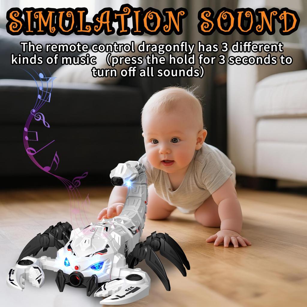 RC Scorpion Toy Music Function 2.4GHz White, Interference-Free Control, Family Fun Gathering