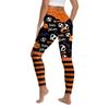 New Halloween Funny Skull Head Striped Printed Pants Yoga Pants Sports Hip Tights