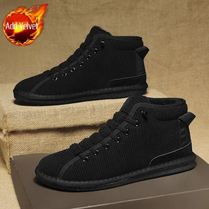 

Удобная мужская зимняя обувь на шнуровке, мужские зимние ботинки на плоской подошве, новинка в моде, оригинальные предложения, теплая обувь для защиты от холода, флисовые бренды 44