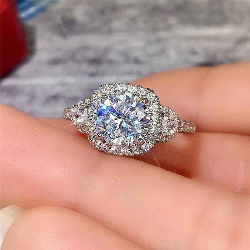 Luxury Crystal Engagement Ring For Women AAA White Cubic Zirconia  Sterling Silver Rings 2025 Wedding Trend Female Jewerly