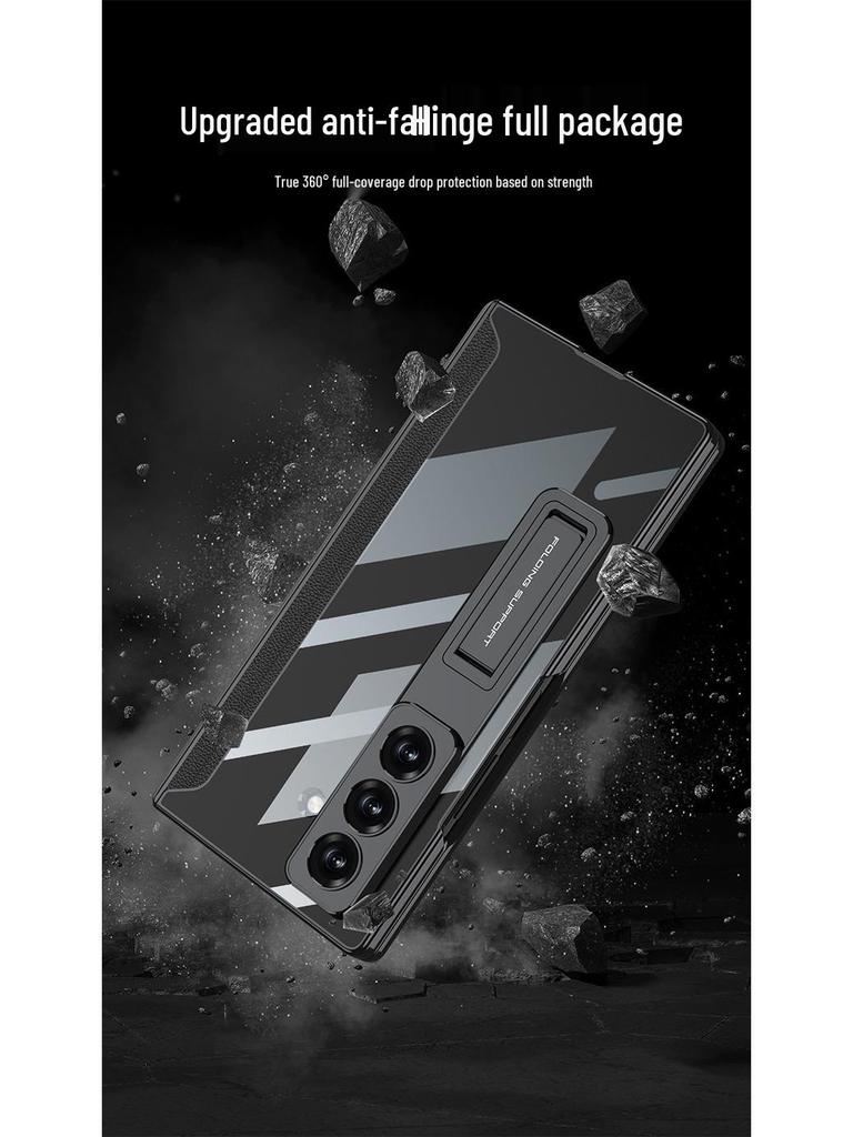 Samsung Z Fold7 Luxury Transparent Electroplated Case with Hinge Bracket & Film