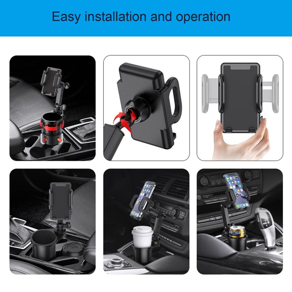 Cup Holder Phone Mount Car Accessory For Secure Navigation Drink Storage Sleek Design For Phones Cups Compatible With Vehicle Cup Holders