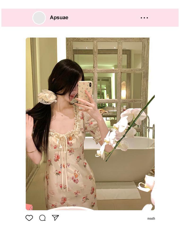 White Tower Women's Elegant Fairy Style Lace Dress - Summer/Autumn Korean Chic Long Dress