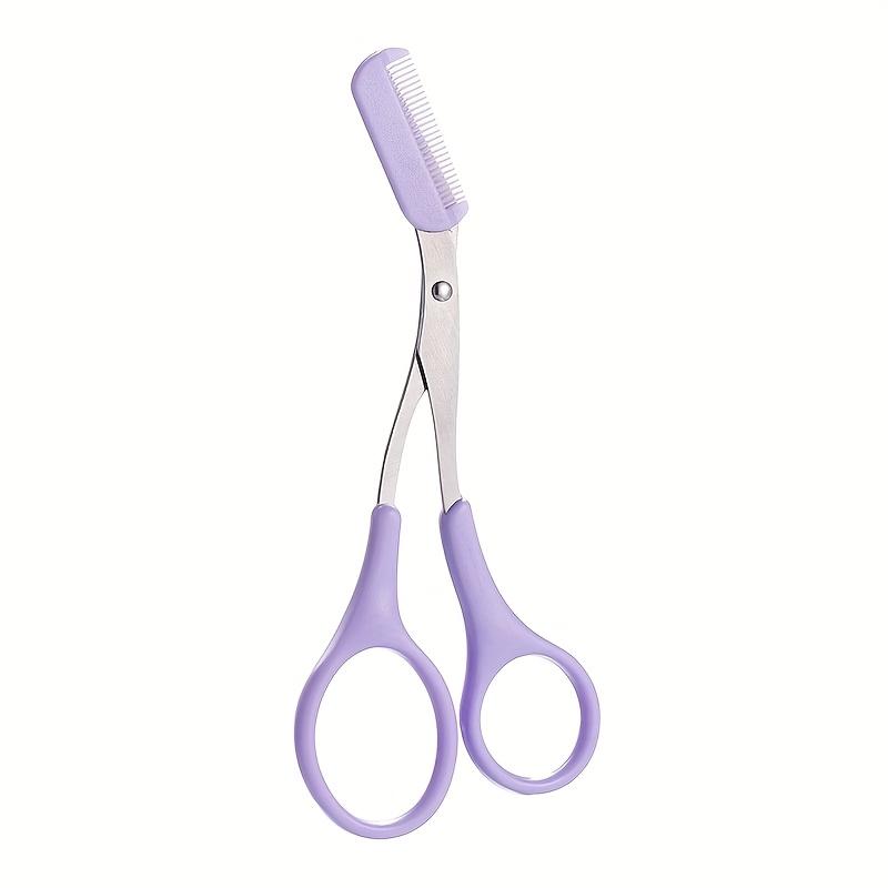 Pink Eyebrow Scissors And Comb, Plastic, For Right Hand, Beginner Eyebrow Trimming Set, For Trimming And Grooming Eyebrows