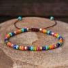 Women's Vintage Style Spacer Bead Woven Multicolor Bracelet, Natural Stone Adjustable Friendship Bracelet