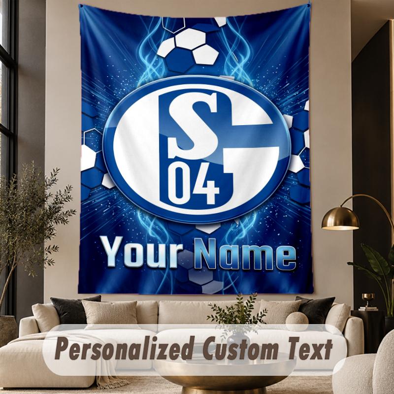 Custom Text Tapestry Schalke 04 FC Print Wall Tapestry Indoor Living Room Wall Decor
