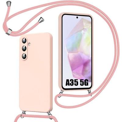 Case - BOOLING - for Samsung Galaxy A35 5G - Pink - Flexible - Shockproof with Adjustable Cord