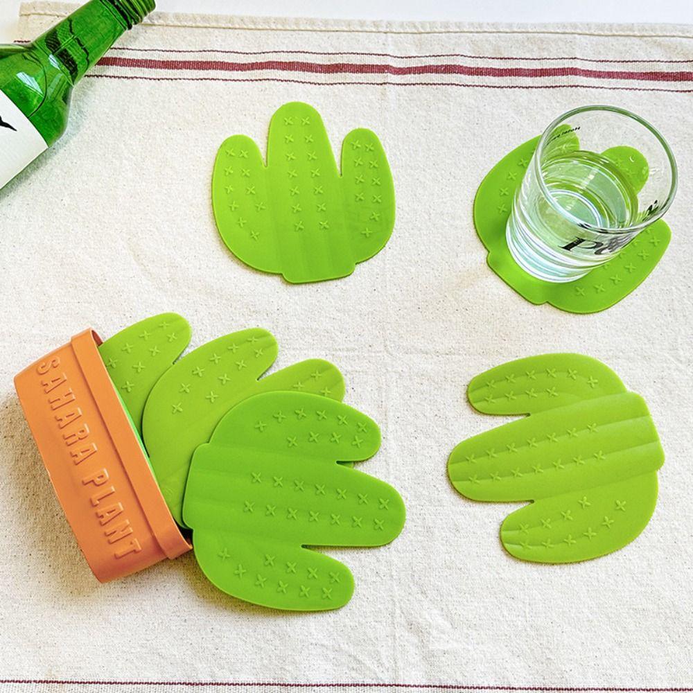 Anti Scald Cactus Coasters Set Anti-fouling Cactus Cup Mat Safe Decorative Placemats  Tableware