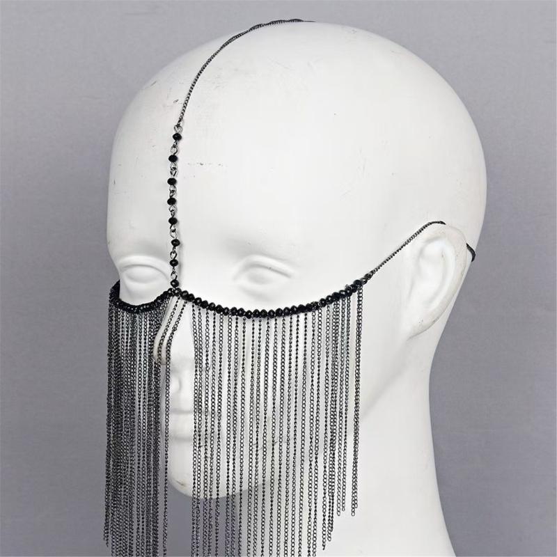 Elegant Crystal Bead Tassels Face Jewelry With Adjustable Metal Chain For Parties Weddings And Special Event